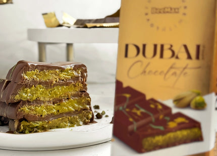 BeeMax Dubai Style Milk Chocolate Bar with Pistachio Cream & Kadaif, 7.05 oz (Pack of 36)