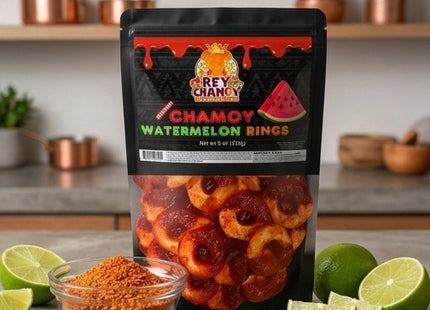Rey Chamoy Peach Rings Chamoy (8 oz)(24pack)