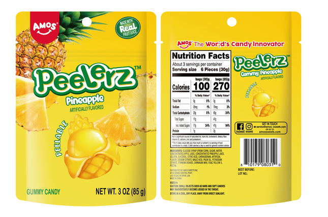 Amos Peelerz Pineapple Gummy Candy (3oz)