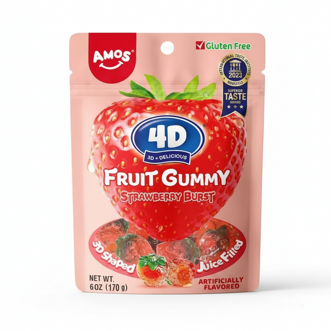 Amos Strawberry Burst 4D Juice Filled Fruit Gummy (6 oz)