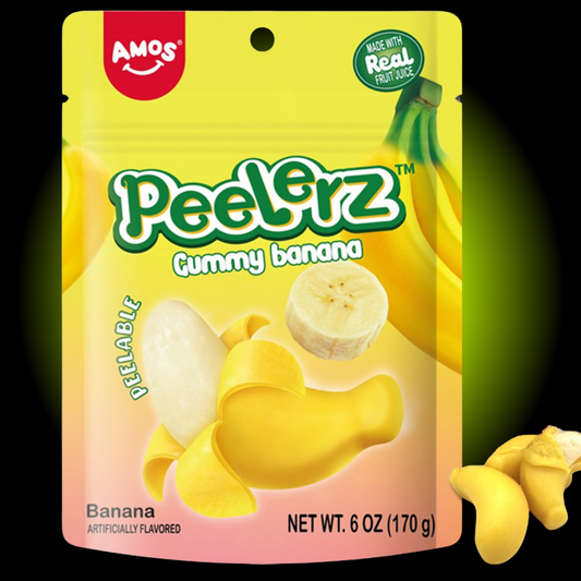 Amos Peelerz Banana Gummy Candy (6 oz) - Case of 12
