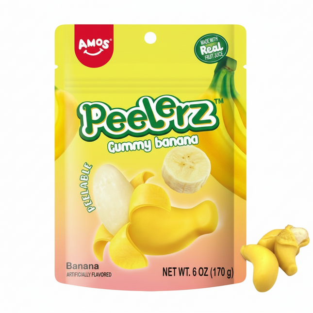 Amos Peelerz Banana Gummy Candy (6 oz)
