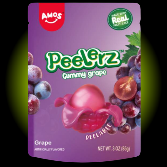 Amos Peelerz Grape Gummy Candy (3 oz) - Case of 24