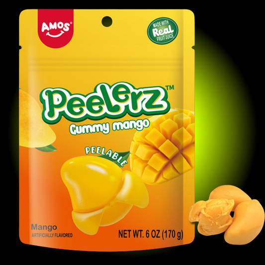 Amos Peelerz Mango Gummy Candy (6 oz) - Case of 12