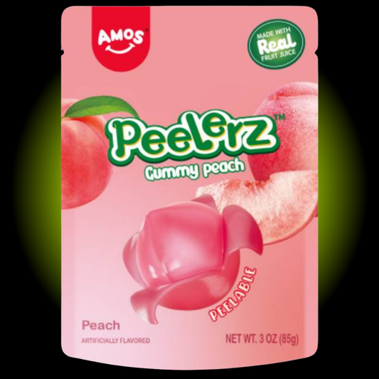 Amos Peelerz Peach Gummy Candy (3 oz) - Case of 24