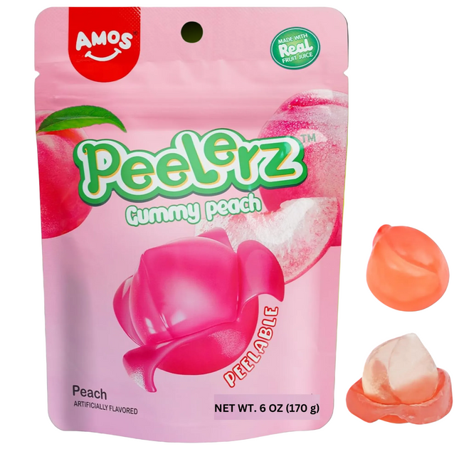 Amos Peelerz Peach Gummy Candy (6 oz)