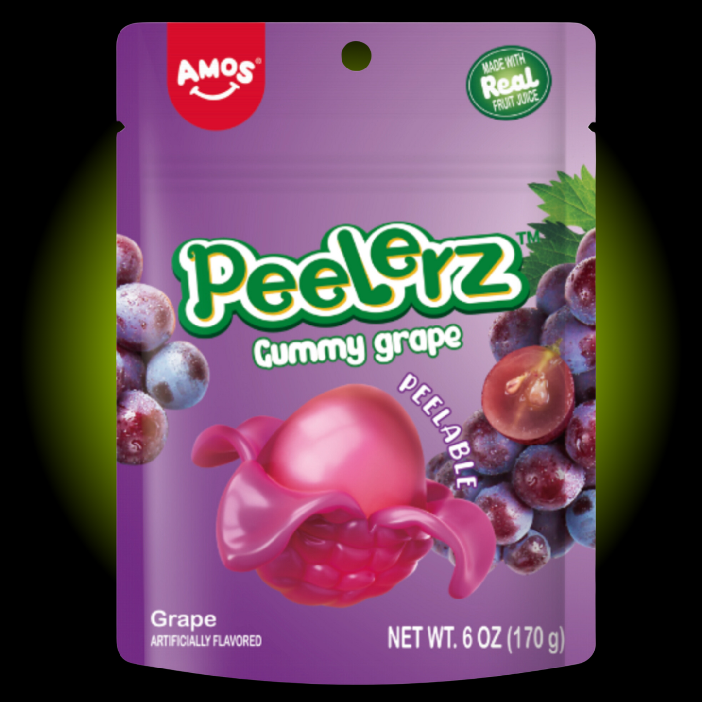 Amos Peelerz Grape Gummy Candy (6 oz) - Case of 24