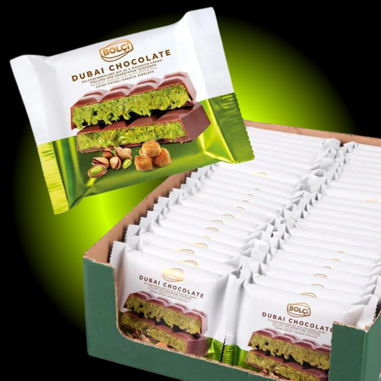Bolci Dubai Pistachio Chocolate Bar (100 grams) - 45 ct Case