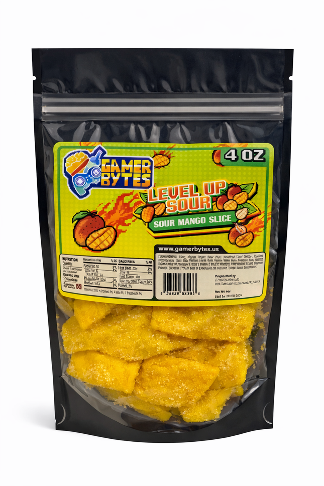Gamer Bytes Level Up Sour Mango Slices Candy (4 oz) CASE OF 24