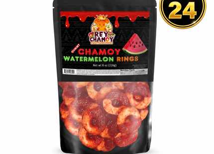 Rey Chamoy Watermelon Rings (8 oz)(24-Pack)