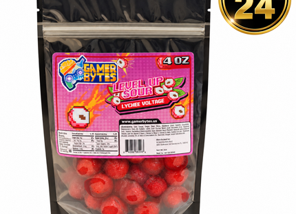 Gamer Bytes Level Up Sour Lychee Voltage Candy (4 oz) CASE OF 24
