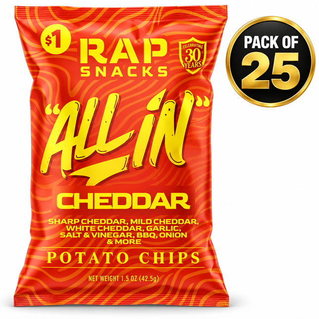 Rap Snacks All In Cheddar Potato Chips 1.5oz 25 PACK