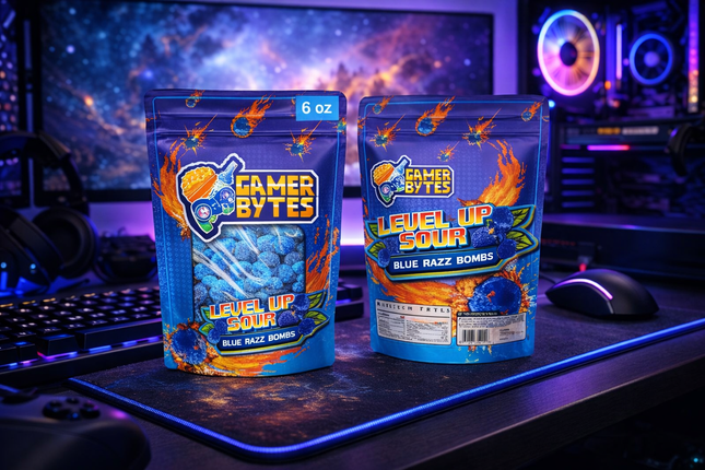 Gamer Bytes Level Up Sour Blue Razz Bombs - 6oz