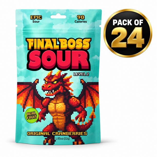 Final Boss Sour Level 2 Cranberries Candy (Pack of 24)