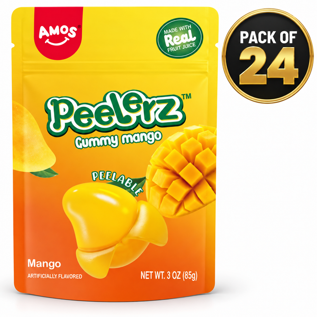 Amos Peelerz Mango Gummy Candy (3 oz) Pack of 24
