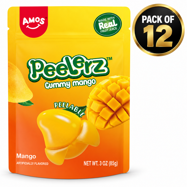 Amos Peelerz Mango Gummy Candy (6 oz) Pack of 12