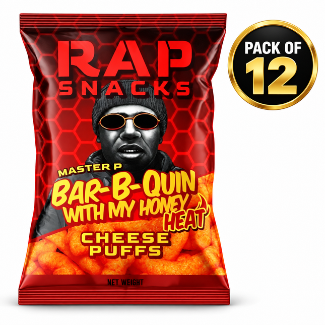 Rap Snacks Master P Bar-B-Quin With My Honey Heat Cheese Puffs (2oz) PACK OF 12