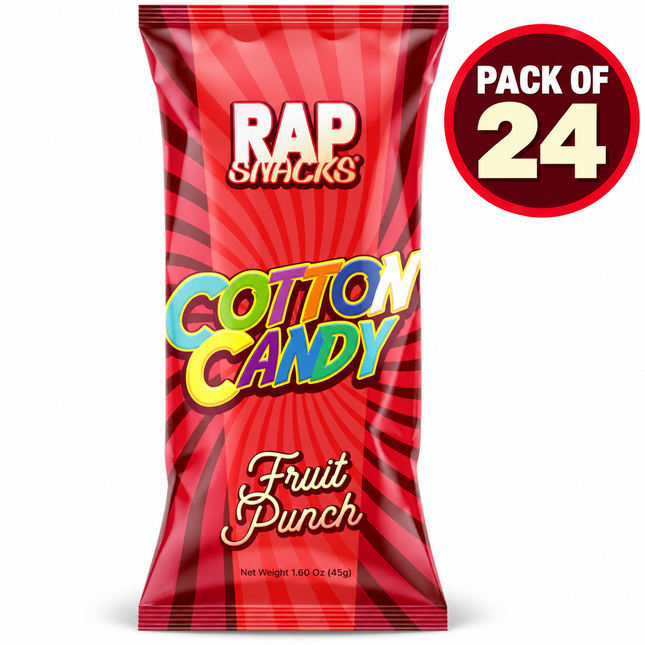 Rap Snacks Fruit Punch Cotton Candy (1.6 oz) Pack of 24