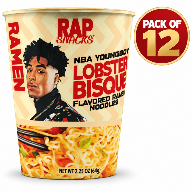 Rap Snacks NBA Youngboy Lobster Bisque Flavor Ramen Noodles (2.25 oz) Pack of 12