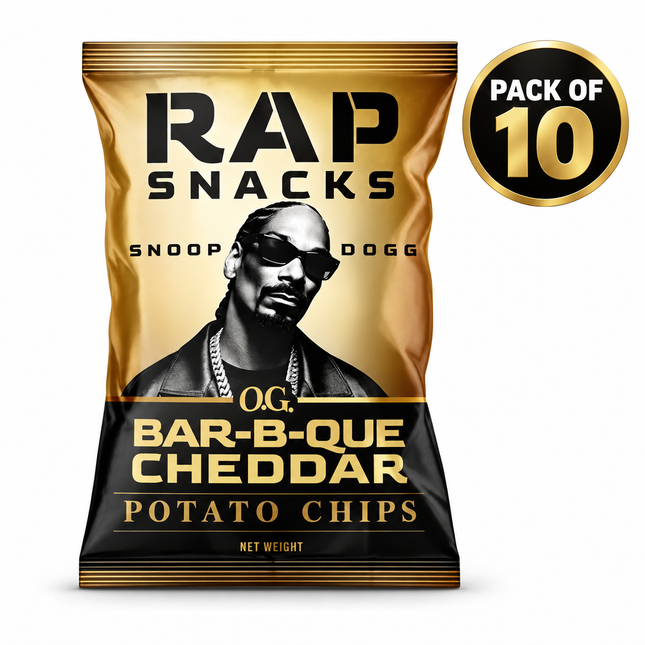 Rap Snacks Potato Chips O.G. Bar-B-Que Cheddar (2.5 oz) Pack of 10