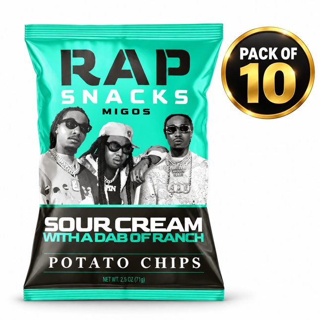 Rap Snacks Migos Sour Cream Potato Chips (2.5 oz) Pack of 10