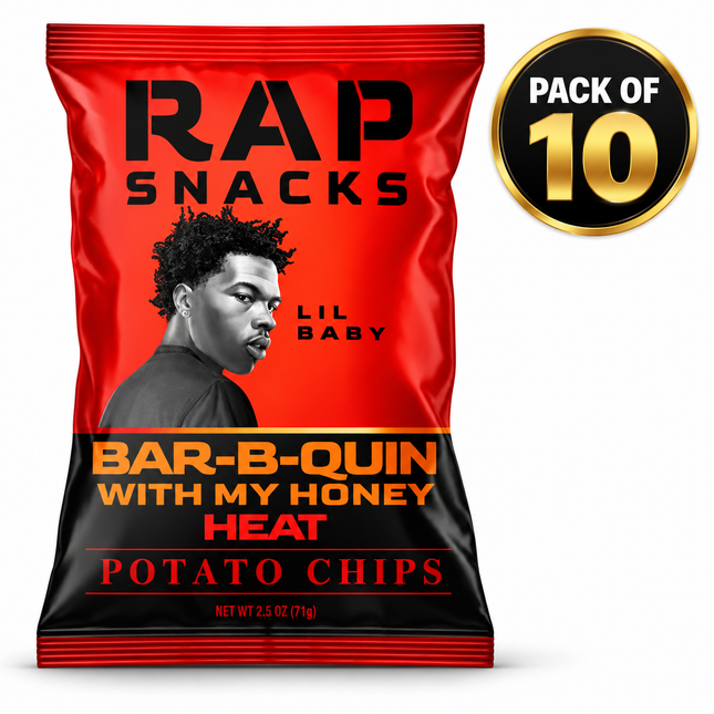 Rap Snacks Lil Baby Bar-B-Quin' With My Honey Heat Potato Chips (2.5 oz) Pack of 10