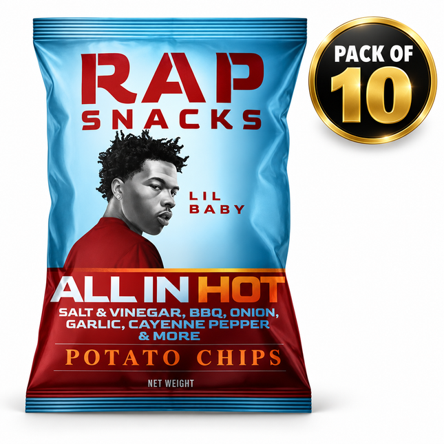 Rap Snacks Potato Chips All In Hot (2.5 oz) Pack of 10