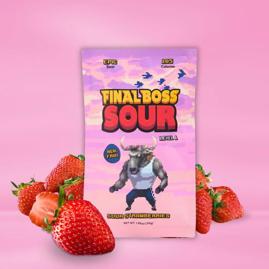 Final Boss Sour Level 1 Strawberries Candy - 24 Pack
