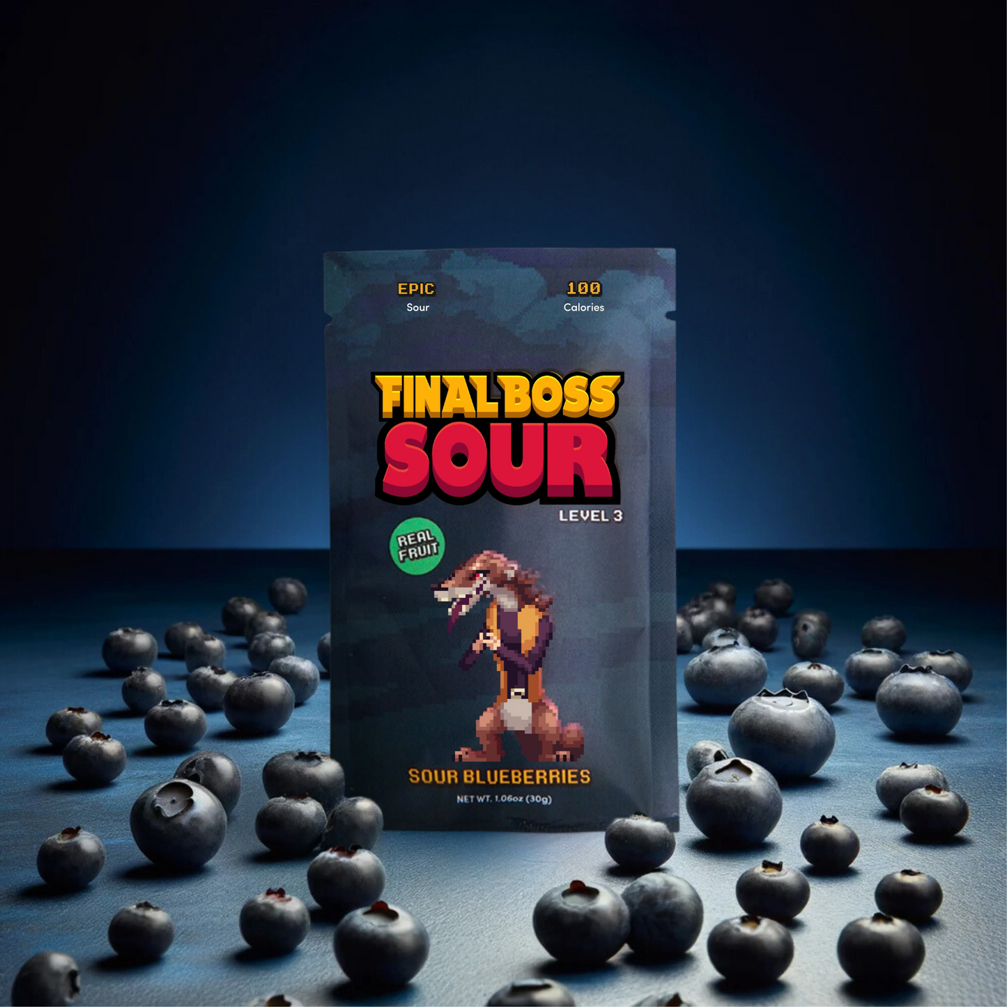 Final Boss Sour Level 3 Blueberries Candy - 24 Pack