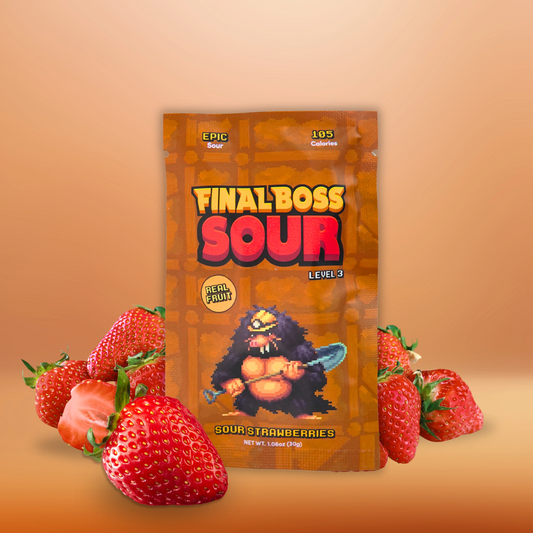 Final Boss Sour Level 3 Strawberries Candy - 24 Pack
