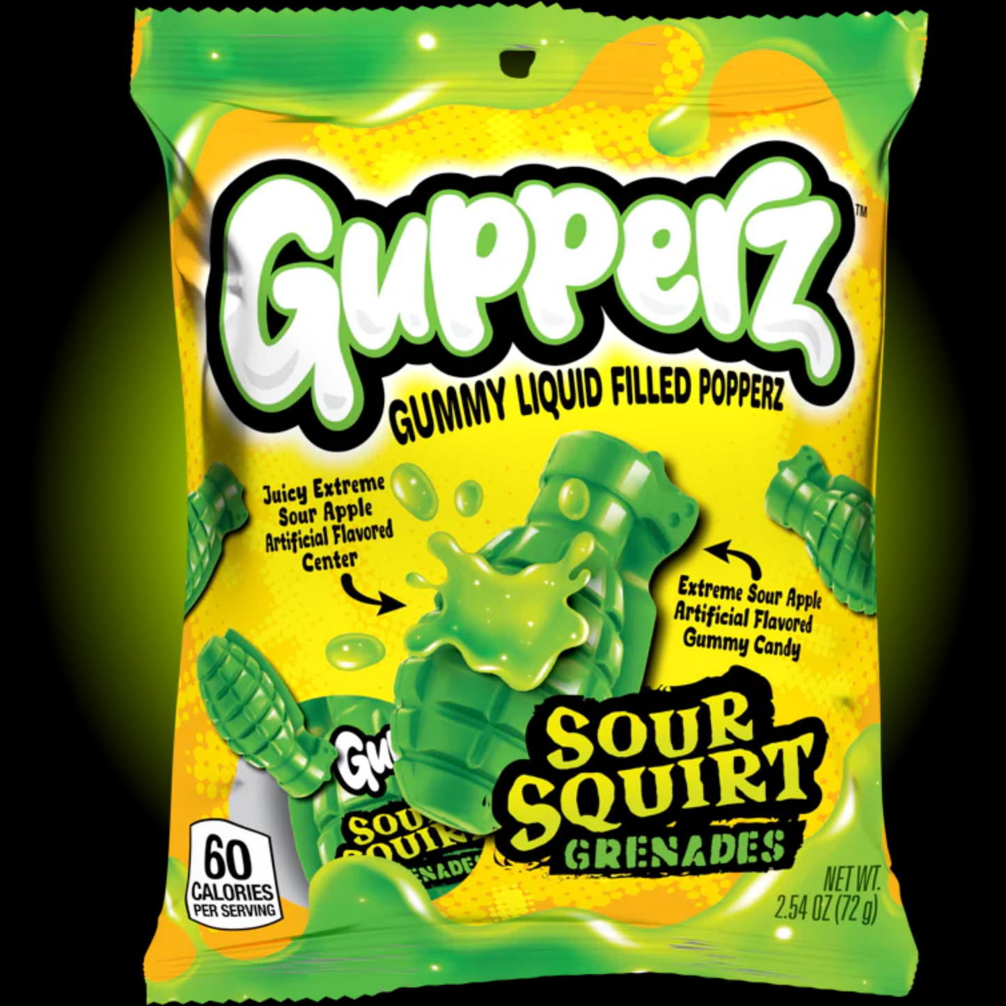 Gupperz Sour Squirt Grenades Candy (2.54 oz) - Pack of 12