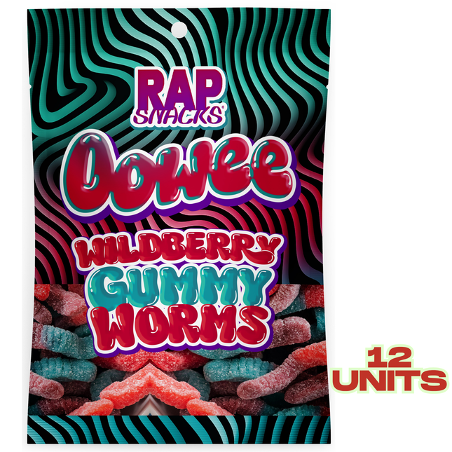 Rap Snacks Oowee Wildberry Candy Gummy Worms (5.3 oz)