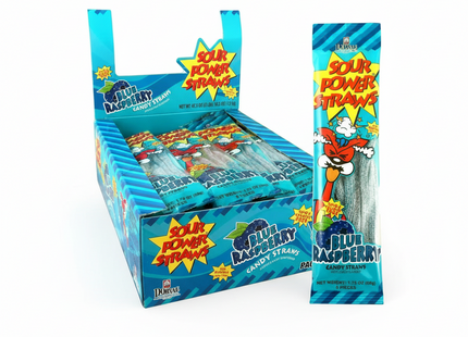 Sour Power Blue Raspberry Gummy Straws Candy (1.75 oz)