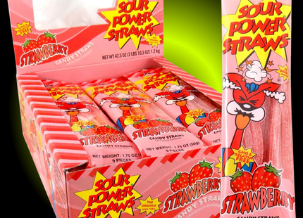 Sour Power Strawberry Gummy Straws Candy (1.75 oz)