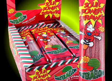 Sour Power Watermelon Gummy Straws Candy (1.75 oz)