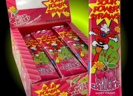 Sour Power Wild Cherry Gummy Straws Candy (1.75 oz)