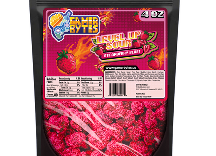 Gamer Bytes Strawberry Super Sour Candy (4oz) CASE OF 24