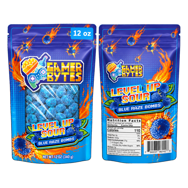 Gamer Bytes Level Up Sour Blue Razz Bombs - 12 oz