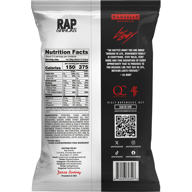 Rap Snacks Lil Baby | Bar-B-Quin with my Honey Heat Potato Chips (3 Bags)