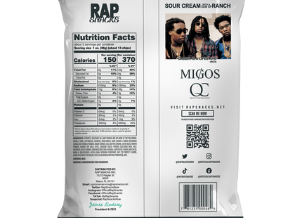 Rap Snacks Migos | Sour Cream With A Dab Of Ranch Chips