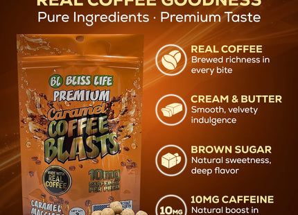 Bliss Life Caramel Coffee Blasts - 60 Count Floor Shipper