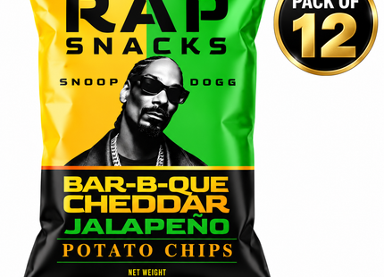 Rap Snacks Snoop Dogg Bar-B-Que Cheddar Jalapeño Chips (2oz) PACK OF 12