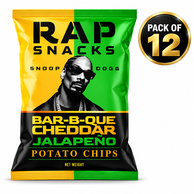 Rap Snacks Snoop Dogg Bar-B-Que Cheddar Jalapeño Chips (2oz) PACK OF 12