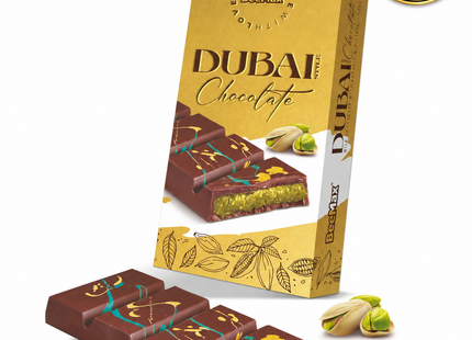 BeeMax Dubai Style Milk Chocolate Bar with Pistachio Cream & Kadaif, 7.05 oz (Pack of 36)