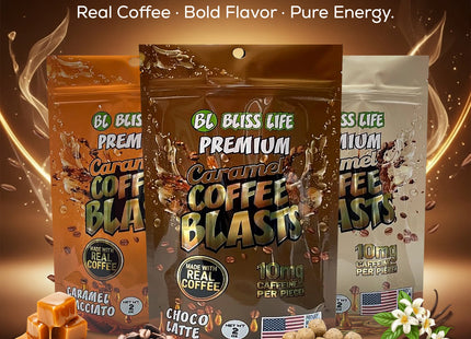 Bliss Life Caramel Coffee Blasts - 60 Count Floor Shipper