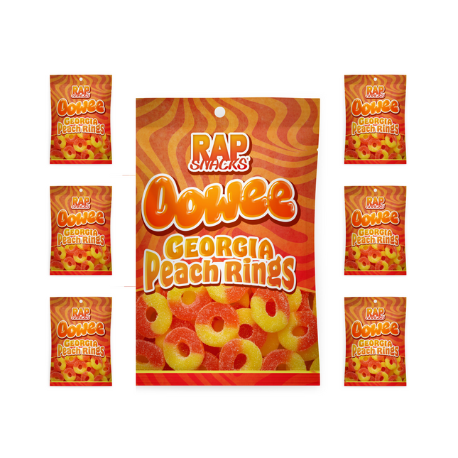 Rap Snacks Oowee Georgia Peach Gummy Candy Rings (3-Pack)